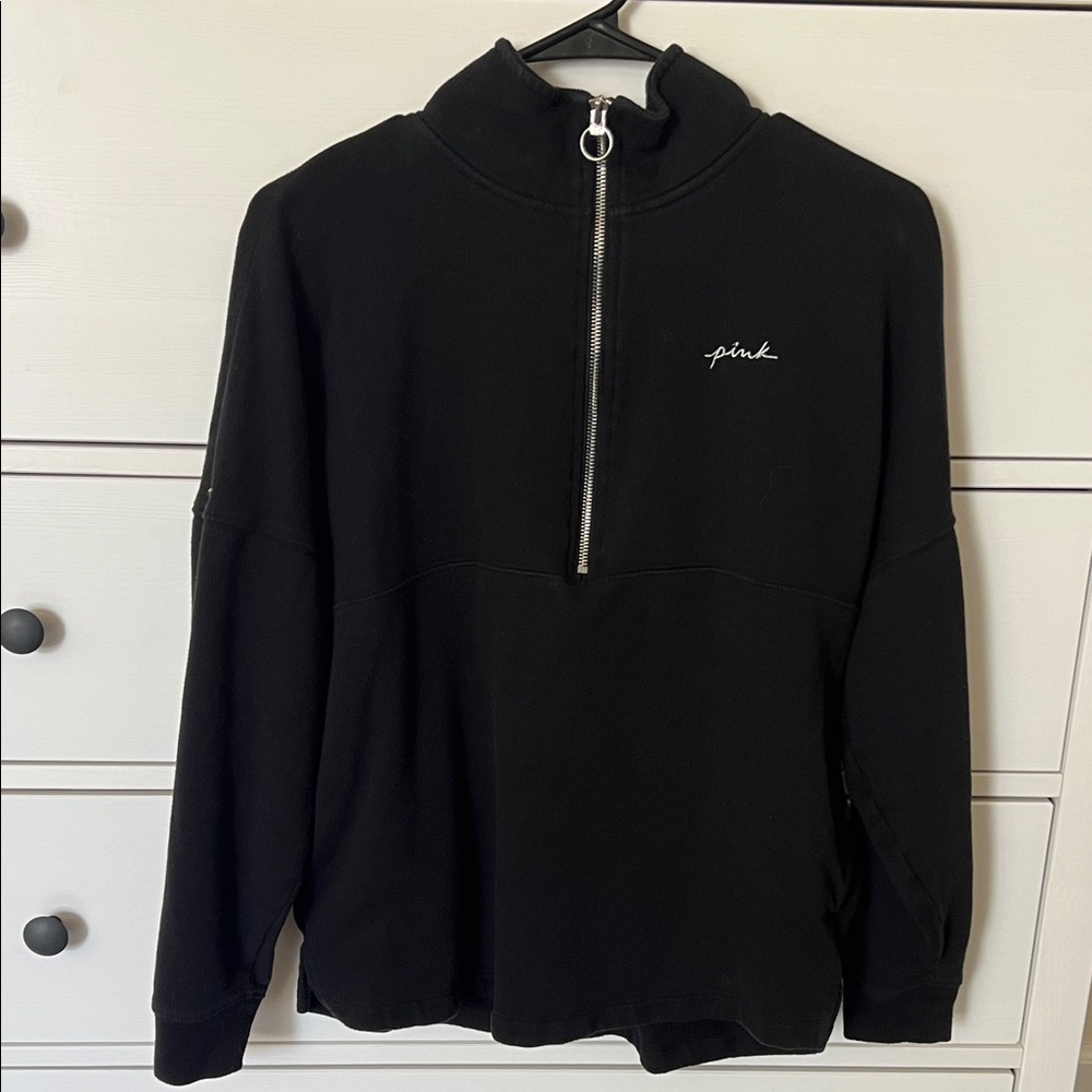 PINK Victoria's Secret Black Zip-Up Sweater